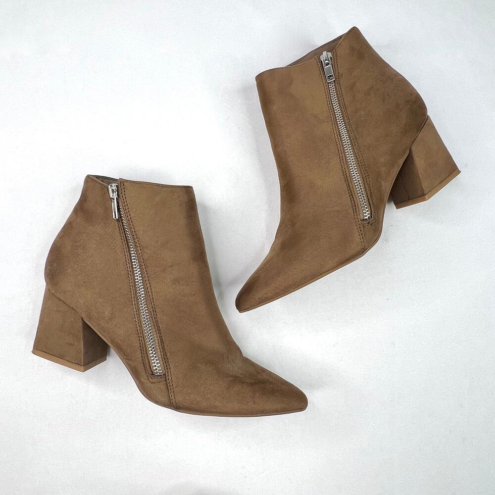 Forever 21 Brown Faux Suede Point Toe Booties 7.5